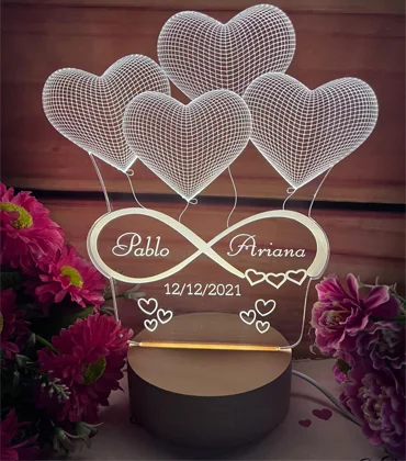 Lámpara LED Corazones e infinito · Fotografía 2